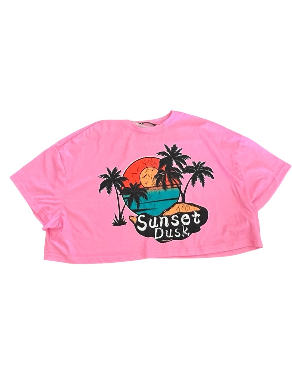 Shein pink cropped graphic tee